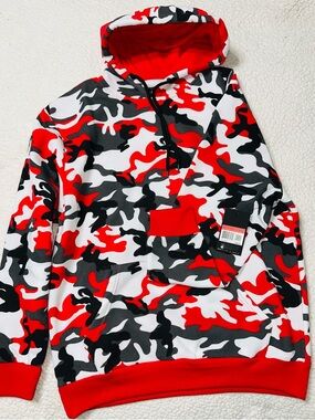 Galaxy By Harvic Red Black White Camo Women's Hoodie